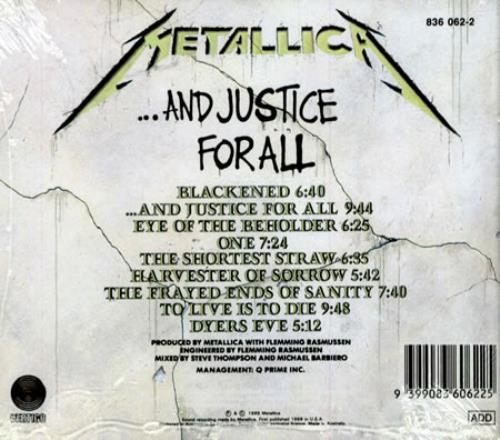 Metallica And Justice For All - Sealed Australian CD